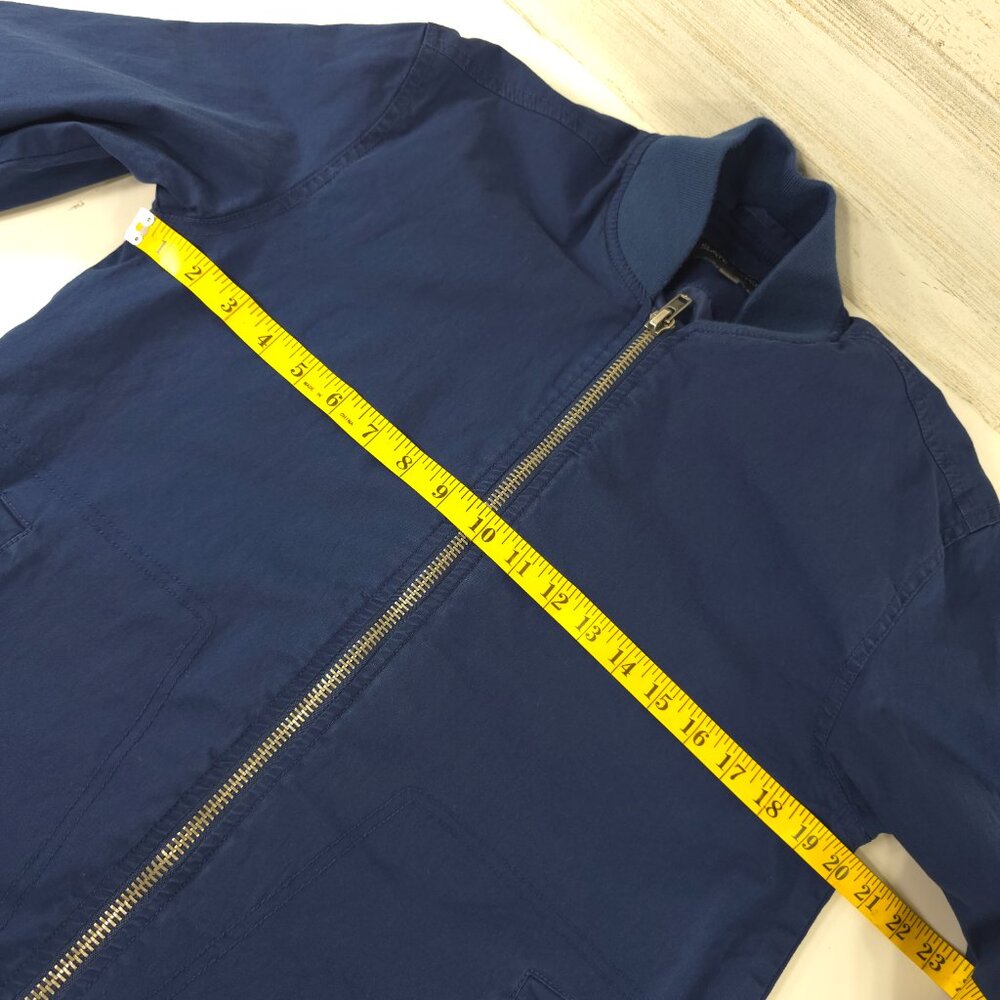 SLATE & STONE Mens MEDIUM Bomber Jacket Blue Cotton Stretch Long Sleeve Full Zip - Picture 13 of 16